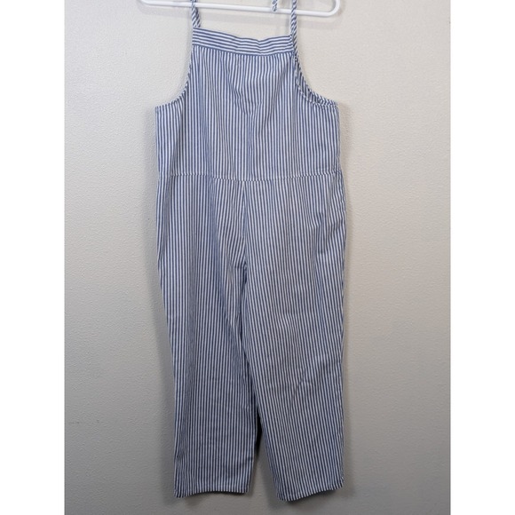 utcoco Pants - Utcoco Linen Overalls Womens Medium Blue Striped Casual Boho